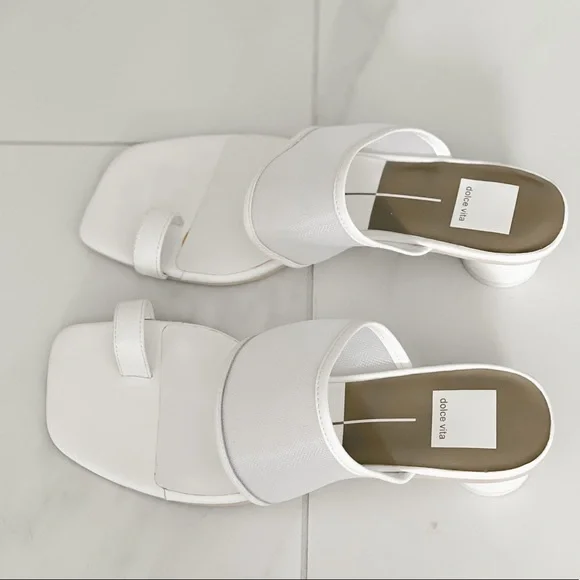 Dolce Vita White Mesh Round Block Heel Sandals - Picture 6 of 13